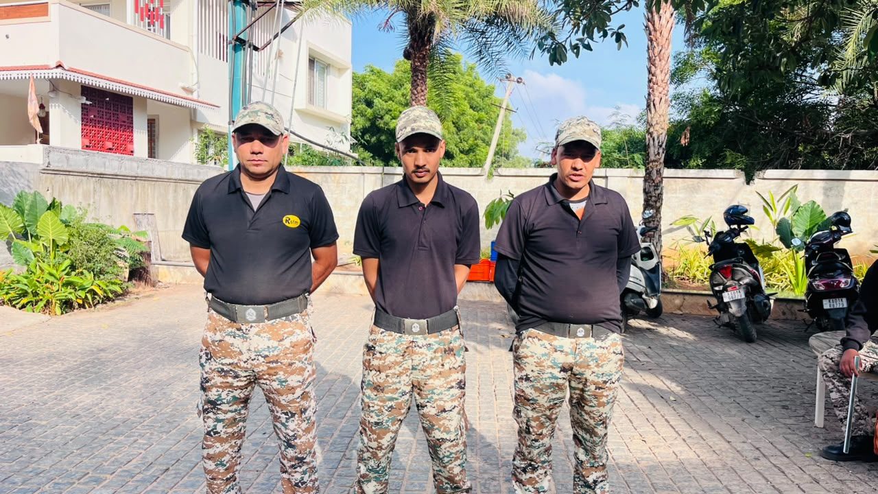 RSFM lady security guard standing on duty at a residential site